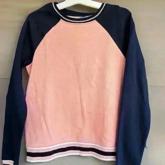 Athletic Works Girls Pink Blue Sleeve Sweatshirt Glitter Striped Waistband XL - Picture 4 of 7